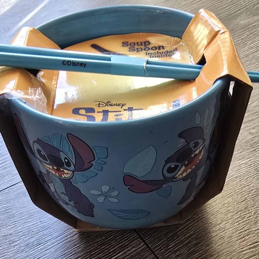 Disney Blue Stitch Bowl with Spoon